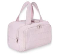Curetoaway Travel Cosmetic Bag, Cureaway Large Capacity Wide-Open Travel Cosmetic Bag, Compact Travel Toiletry Bags, with 4 Compartments and Dry-Wet Separation (Pink)