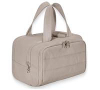 Curetoaway Travel Cosmetic Bag, Cureaway Large Capacity Wide-Open Travel Cosmetic Bag, Compact Travel Toiletry Bags, with 4 Compartments and Dry-Wet Separation (Khaki)