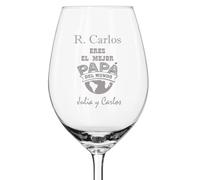 Curia Grabador Copa de Vino Personalizada - Copa de Cristal Grabada para Vino con el Nombre o Texto que quieras - Copa para papá. Dia del padre