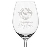 Curia Grabador Copa para la mejor Mama, copa de vino te quiero mama, regalo personalizado para dia de la madre. Copa de vino grabada con el texto que indiques (1, MAMÁ)