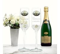 Curia Grabador Copas de Boda, Brindis para Novios Personalizada GRABADA con Nombre y Fecha. Regalo para Aniversario