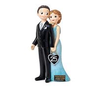 Curia Grabador - Figura 25 Aniversario de Boda Personalizada - Regalo aniversario bodas de plata - Placa conmemoriativa personalizada incluida - Figura tarta 25 aniversario