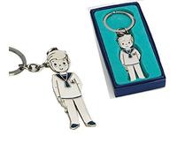 Curia Grabador - Llavero Marinero de Comunión Personalizado - Pack de 10, Grabado con Nombre y Fecha, Caja Azul de Regalo Incluida, Detalles Originales para Comunión