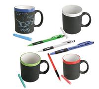 Curia Grabador Lote de 10 tazas de pizarra de cerámica con bolígrafo PERSONALIZADO con el texto que quieras. Tazas para regalos de niños y niñas de cualquier evento. Cumpleaños, bodas comuniones