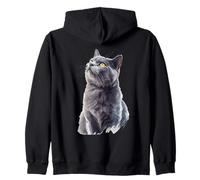 Curioso Gato británico de Pelo Corto Gris Arte felino Sudadera con Capucha