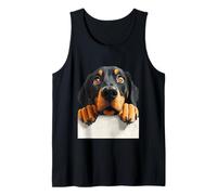 Curioso Perro Negro Bronceado Mirando Cachorro Arte Camiseta sin Mangas