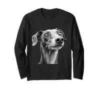 Curioso Perro Whippet Bosquejo Arte Mascota Amante Canino Manga Larga