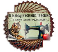 Curious Cat and Vintage Sewing Machine: A Smart People Hobby Sign Positive Saying | Nueva funda de vinilo impermeable Texas extraíble calcomanía (12 x 18 cm)