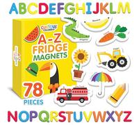 Curious Columbus Juego de 52 imanes de Espuma con diseño de Objetos y Letras, más 26 imanes de Alfabeto en mayúsculas de A-Z. El Mejor Juguete Educativo para el Aprendizaje Preescolar