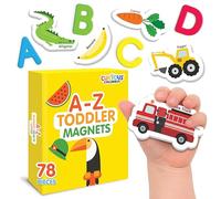 Curious Columbus Juego de 52 imanes de Espuma con diseño de Objetos y Letras, más 26 imanes de Alfabeto en mayúsculas de A-Z. El Mejor Juguete Educativo para el Aprendizaje Preescolar