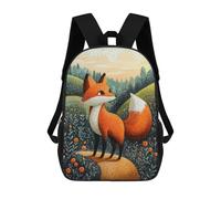 Curious Fox in The Meadow - Naïf Whimsical Wildlife Art Mochila Escolar Infantil Impresa En 3D Para Niños, Mochilas De Viaje De Alta Capacidad, Bolsas Para Libros, Mochila Escolar Infantil 17inch