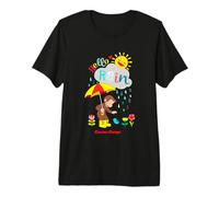 Curious George Hello Rain Spring Fun Camiseta Premium