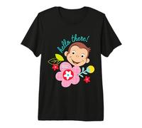 Curious George Hello There Spring Bloom Camiseta Premium