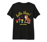 Curious George Hello There Spring Flowers Camiseta Premium