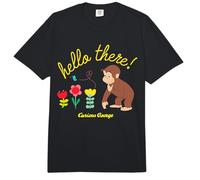 Curious George Hello There Spring Flowers Comfort Colors Adult Heavyweight T-Shirt