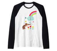 Curious George Rainbows and Flowers Spring Fun Camiseta Manga Raglan