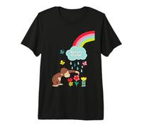 Curious George Rainbows and Flowers Spring Fun Camiseta Premium