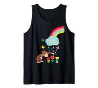 Curious George Rainbows and Flowers Spring Fun Camiseta sin Mangas