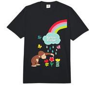 Curious George Rainbows and Flowers Spring Fun Comfort Colors Adult Heavyweight T-Shirt