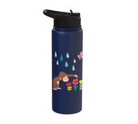 Curious George Rainbows And Flowers Spring Fun Stainless Steel Insulated Water Bottle
