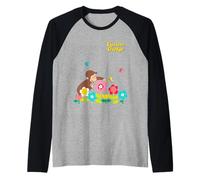 Curious George Spring Flower Garden Fun Camiseta Manga Raglan