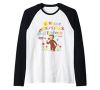 Curious George Sunshine Rainbows & Flowers Camiseta Manga Raglan