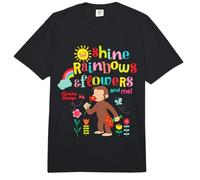 Curious George Sunshine Rainbows & Flowers Comfort Colors Adult Heavyweight T-Shirt
