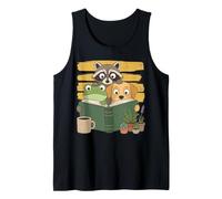 Curious Reading Animals Frog Raccoon Dog Book Lover Camiseta sin Mangas