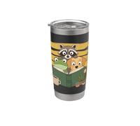 Curious Reading Animals Frog Raccoon Dog Book Lover Vaso térmico de acero inoxidable de doble pared