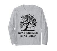 Curious Stay Inspirationa Wild Tree Silhouette Nature Lover Manga Larga