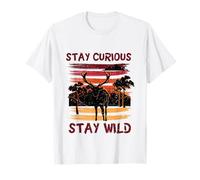 Curious Stay Wild Deer Sunset Nature Lover Outdoor Vintage Camiseta