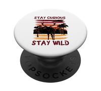 Curious Stay Wild Deer Sunset Nature Lover Outdoor Vintage PopSockets PopGrip Adhesivo
