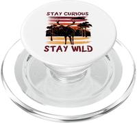 Curious Stay Wild Deer Sunset Nature Lover Outdoor Vintage PopSockets PopGrip para MagSafe