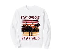 Curious Stay Wild Deer Sunset Nature Lover Outdoor Vintage Sudadera