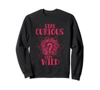 Curious Stay Wild Distressed Question Mark Motivational Sudadera