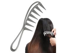 Curl Peine - peine de dientes ancho con mango cómodo| Peine de curvas con espaciado amplio | Herramienta de peinado de dientes de tiburónn |Desenrumle el peine para el cabello rizado y grueso ondulado