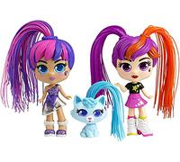 Exost CURLIGIRLS - Muñecas - Curligirls and Pet Twin Set - Cabello mágico para Hacer infinitos Peinados - 2 muñecas y 1 Mascota - Accesorios incluidos - Muñeca 15 cm - Mascota 6 cm