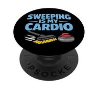 Curling Funny Sweep Hard Broom Cardio Ice Deporte de Invierno PopSockets PopGrip Adhesivo