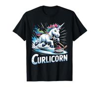Curling Unicorn Ice Curling Player Ice Sport Divertido Curling Camiseta