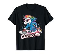 Curling Unicorn Ice Curling Player Ice Sport Divertido Curling Camiseta