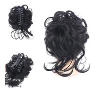 Curly Bun Hair Claw Clips,Messy Bun Hair Piece,Tousled Updo Hair Bun Curly Clip,Wavy Curly Hair Wrap Ponytail,Synthetic Hairpieces Hair Scrunchies Chignon For Women Girls (Black)