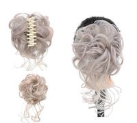 Curly Bun Hair Claw Clips,Messy Bun Hair Piece,Tousled Updo Hair Bun Curly Clip,Wavy Curly Hair Wrap Ponytail,Synthetic Hairpieces Hair Scrunchies Chignon For Women Girls (Light color)
