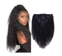 Curly Clip in Hair Extensions ,8 Pieces/Set Double Weft Brazilian Remy Human Hair for Black Women Easy Installation and Removal(24inches)