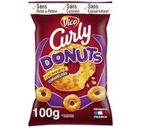 Curly - Donuts crujientes de maní para entrantes - Bolsa de 100 g - Galletas abundantes y crujientes - 4 unidades - Se vende en un set