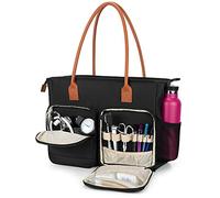 CURMIO Bolsa de Mano para Enfermera, Bolsa Médica Portátil con Funda Acolchada para Laptop, para Trabajo de Enfermería, Visitas al Hogar, Servicio de salud, Negro