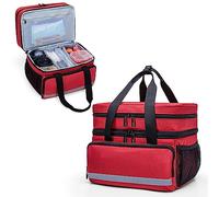 CURMIO Bolsa Emergencias, Botiquín Primera Ayuda, Medicamentos Cremallera Bloqueable, SÓLO BOLSA, Rojo (Patente Pendiente)