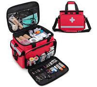 CURMIO Bolsa Primeros Auxilios, Maleta de Suministros Médicos de Emergencia con Bandolera y Divisores Desmontables para Profesionales de la Salud, Sola Bolsa, Roja