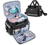 CURMIO Bolsa Primeros Auxilios, Maleta de Suministros Médicos de Emergencia con Bandolera y Divisores Desmontables para Profesionales de la Salud, Sola Bolsa, Negro