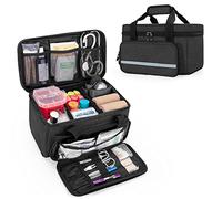 CURMIO Botiquín de Primeros Auxilios Vacia, Bolsa Enfermera Domiciliaria, Maleta de Primeros Auxilios, Bolsa Médica de Emergencia para el Viaje y Hogar, Negro (Patente Pendiente)