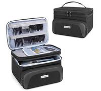 CURMIO Maletín Profesional 2 Niveles para Cortapelos, Solo Bolsa, Negro | Organizador Portátil Compatible con Hatteker/ Wahl/ Oster/ Andis Máquinas y Accesorios Barbería, Varios Compartimentos